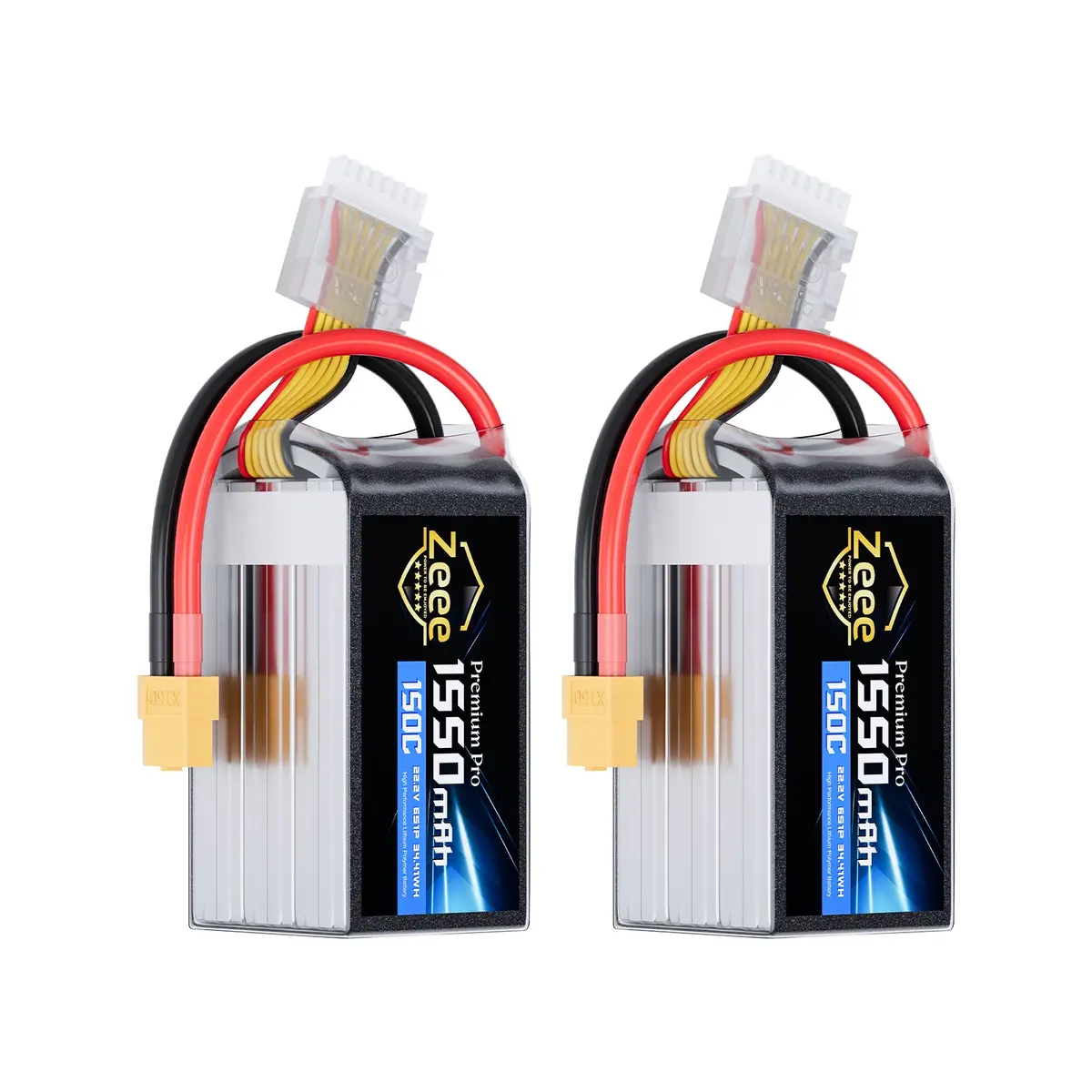 Zeee Premium Pro 6S Lipo Battery 1550Mah 22.2V 150C Ultra-Low Ir Soft Pack Lipo Battery With Xt60 Connector For Fpv Racing Quadcopter Drone Helicopter Airplane Rc Car Truck Boat Rc Models (2 Packs) 1
