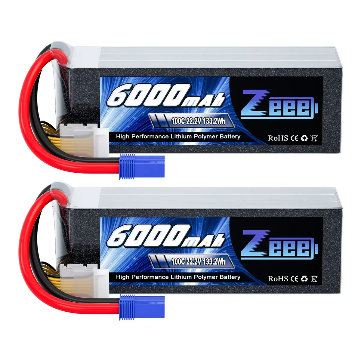 Zeee 6S Lipo Battery 6000Mah 22.2V 100C With Ec5 Connector For Rc Car  Rc Models(2 Packs) 1
