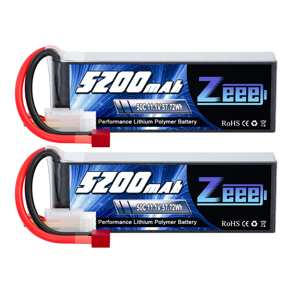 Zeee 3S Lipo Battery 5200Mah 11.1V 50C With Deans T Connector Soft Case For Rc Car Rc Models(2 Packs) 1