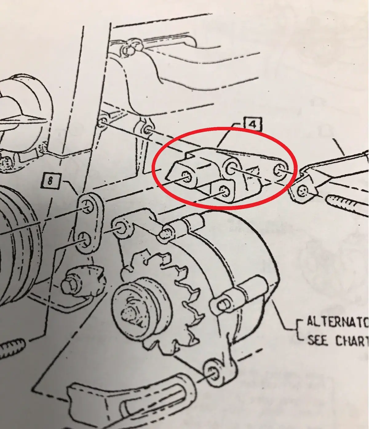 Alternator Bracket ,Upper Ohc6 66-69 Firebird Tempest 1