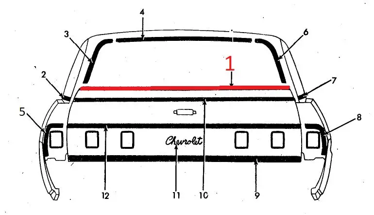 Tailgate Top Molding ,Used 65-70 Impala Wagon 1