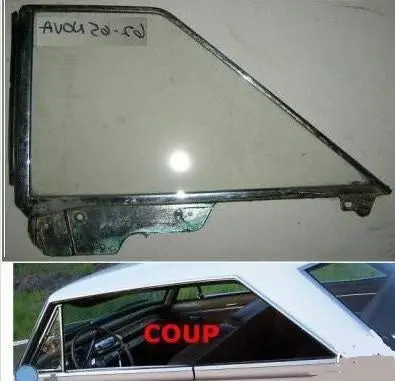 Quarter Glass Assembly ,Left Coup Used 62-65 Nova 1