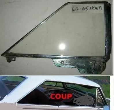 Quarter Glass Assembly, Right, Coup, Used, 62-65 Nova 1