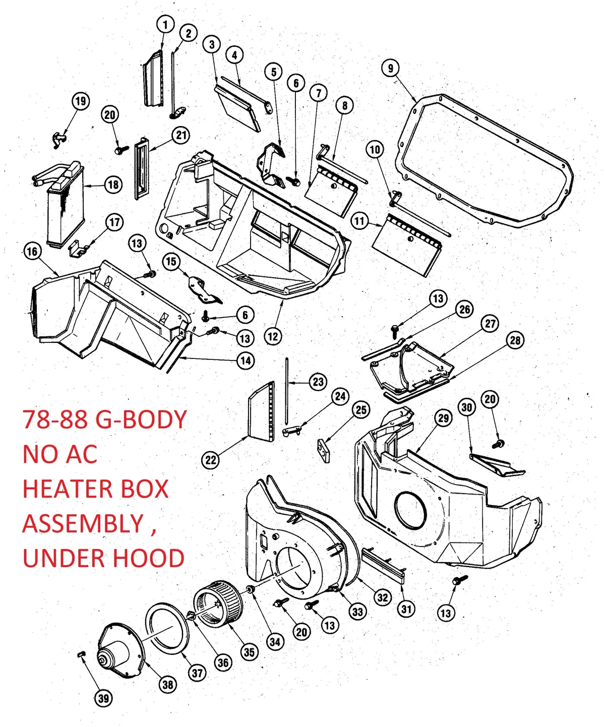 Heater Housing Assmy, No Ac Used 78-88 G-Body 1