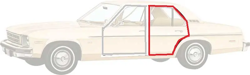 Door Weatherstrips, Rear Pair 68-74 Nova X-Body, 1