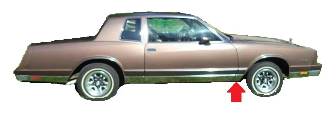 Fender Molding ,Lower Rear,Right Used 81-6 Monte Carlo 2