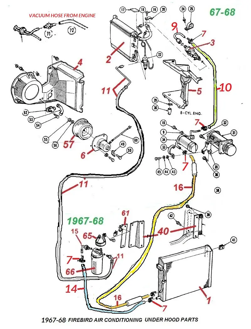 67 68 Firebird Under Hood Ac Parts 1