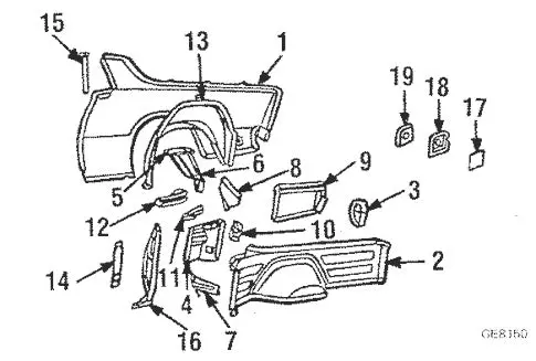 Gas Tank Filler Neck Pocket ,78-87 Elcamino Caballero 1