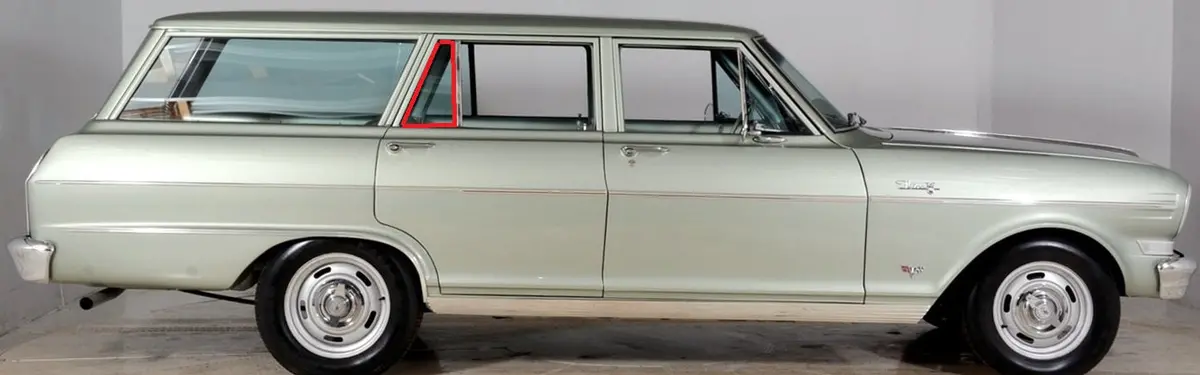 Rear Vent Glass Seals, New, Pr, 62-67 Nova Wagon 2
