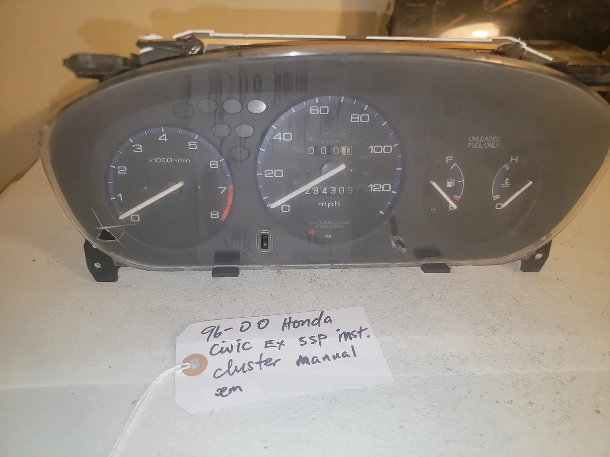 96-00 Honda Civic Ex 5 Speed Instrument Cluster Manual Oem 1
