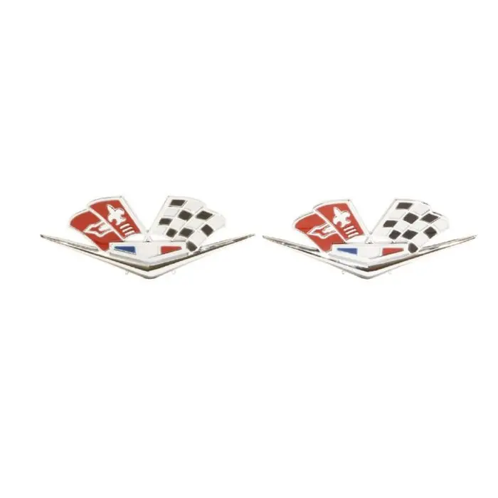 Fender Emblem, (X-Flag) Pair, New, 62-63 Impala Corvette 1
