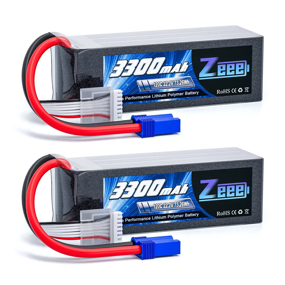 Zeee 6S Lipo Battery 3300Mah 22.2V 120C Soft Case Battery With Ec5 Connector For Rc Airplane Helicopter Rc Car Truck Tank Drone Racing Hobby(2 Pack) 1