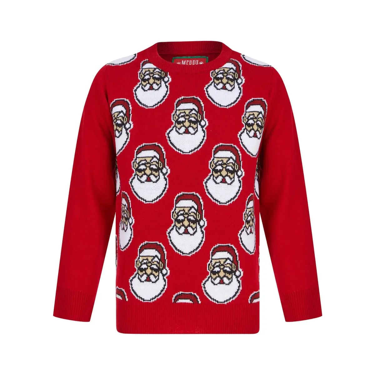 Kids Novelty Small Santa Heads Christmas Jumper 1