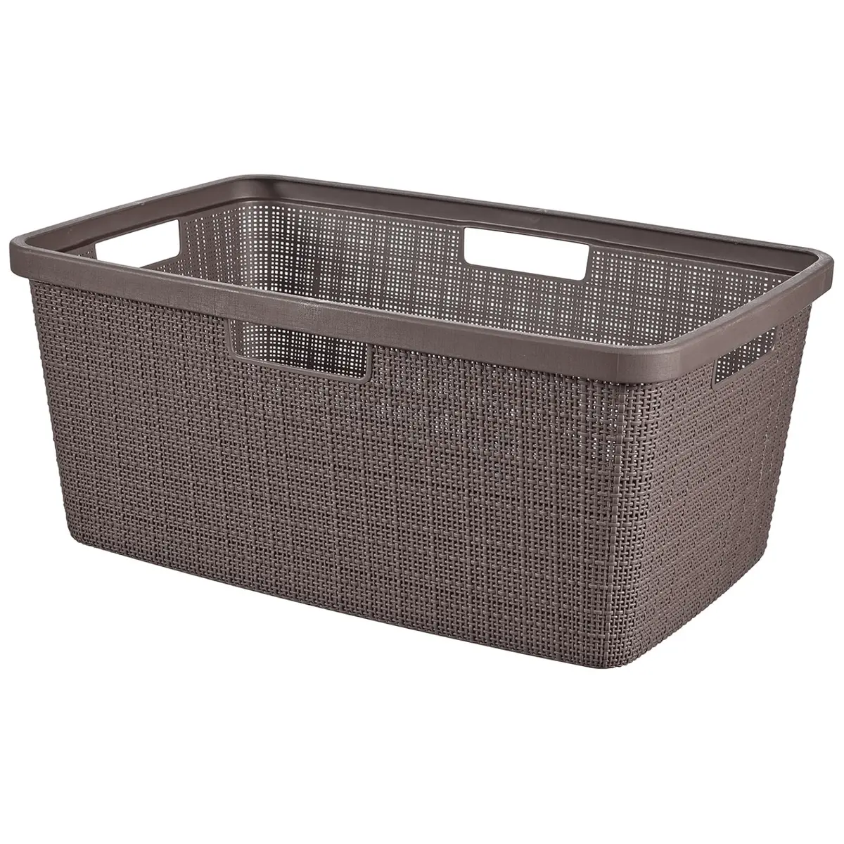 Curver Jute Rectangular Laundry Basket Woven Effect Recycled 46L 1