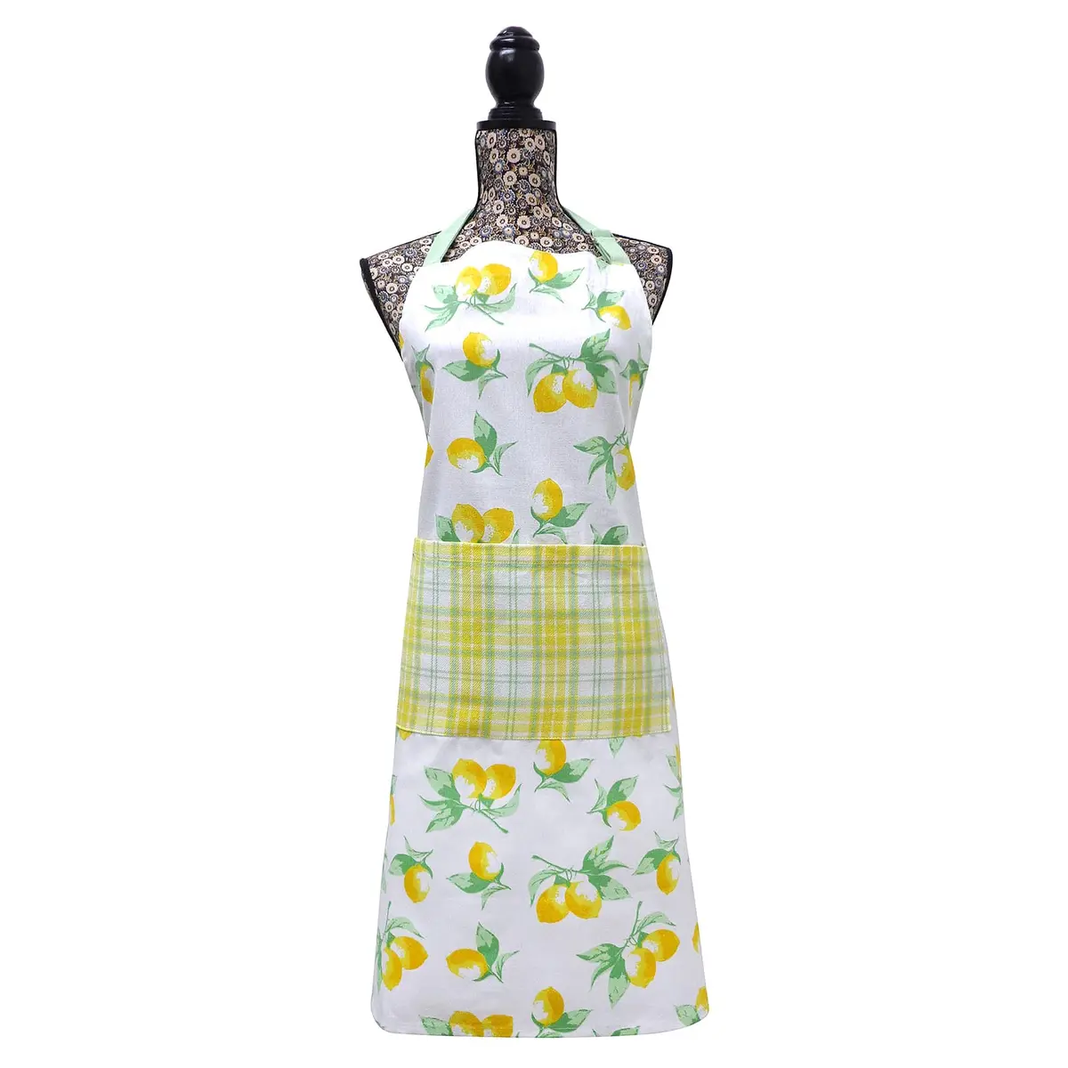 Lemons Kitchen Apron Adjustable Neck Strap Citrus Yellow Cotton 1
