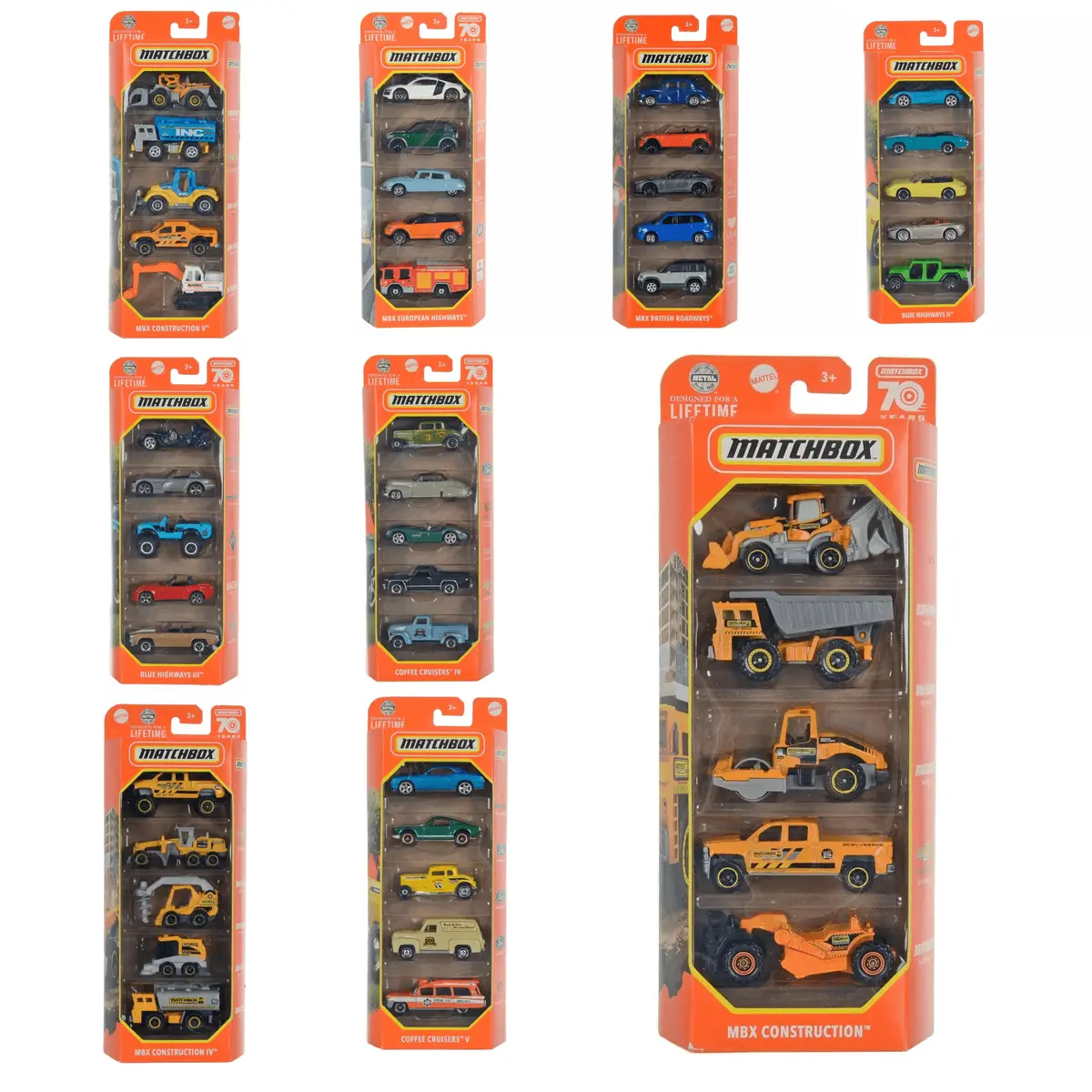 Matchbox 5 Pack Vehicles Basic Series Die-Cast Metal Cars 1:64 1