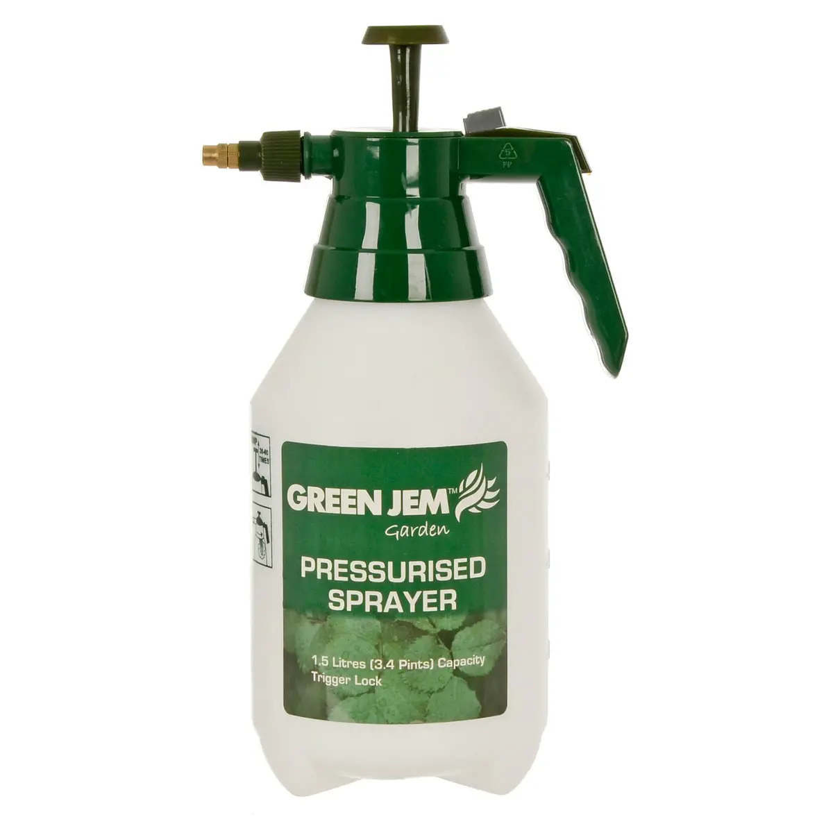 Green Gem Pump Pressure Sprayer Bottle Trigger Lock 1.5L 1
