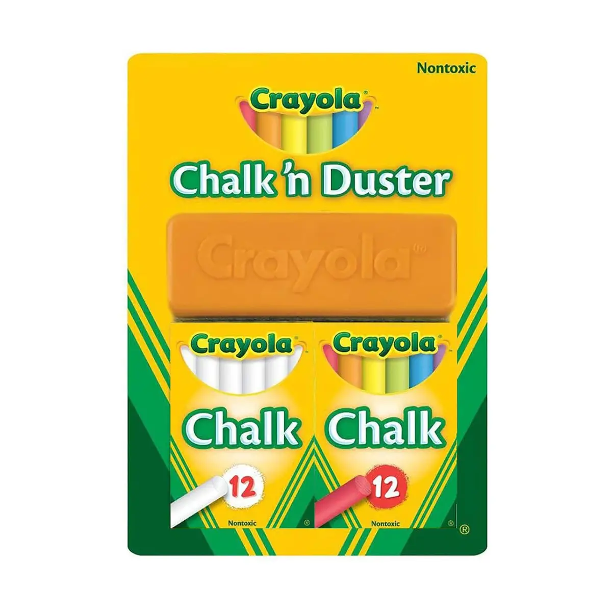 Crayola Chalk 'N Duster Set 24 Sticks White Coloured Arts Crafts 1