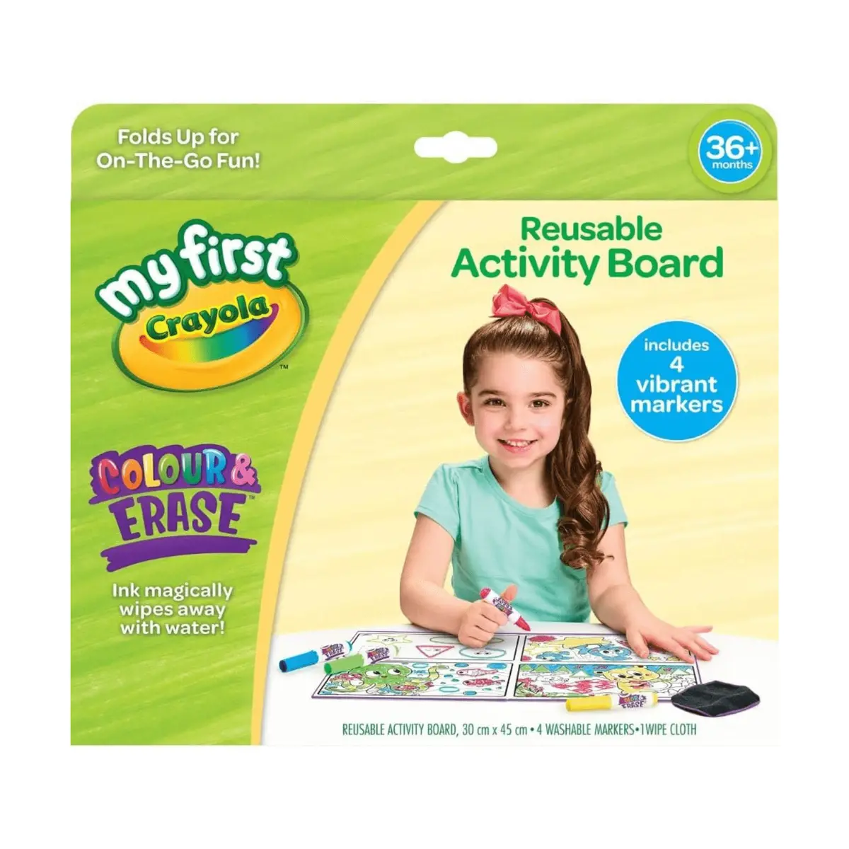 My First Crayola Colour Erase Reusable Activity Board 4 Markers 36M+ 1
