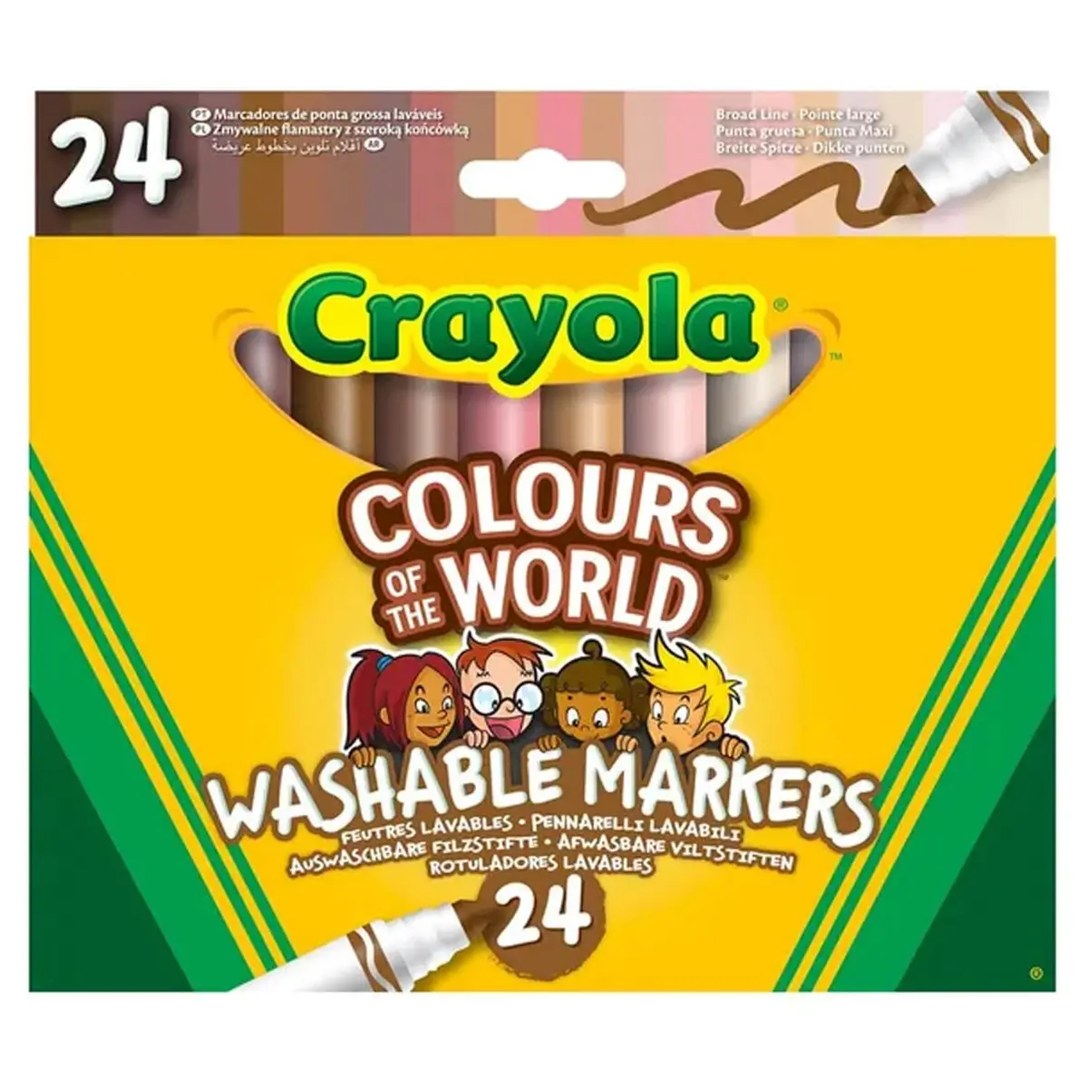 Crayola Pack Of 24 Colours Of The World Washable Markers Broad Line 1
