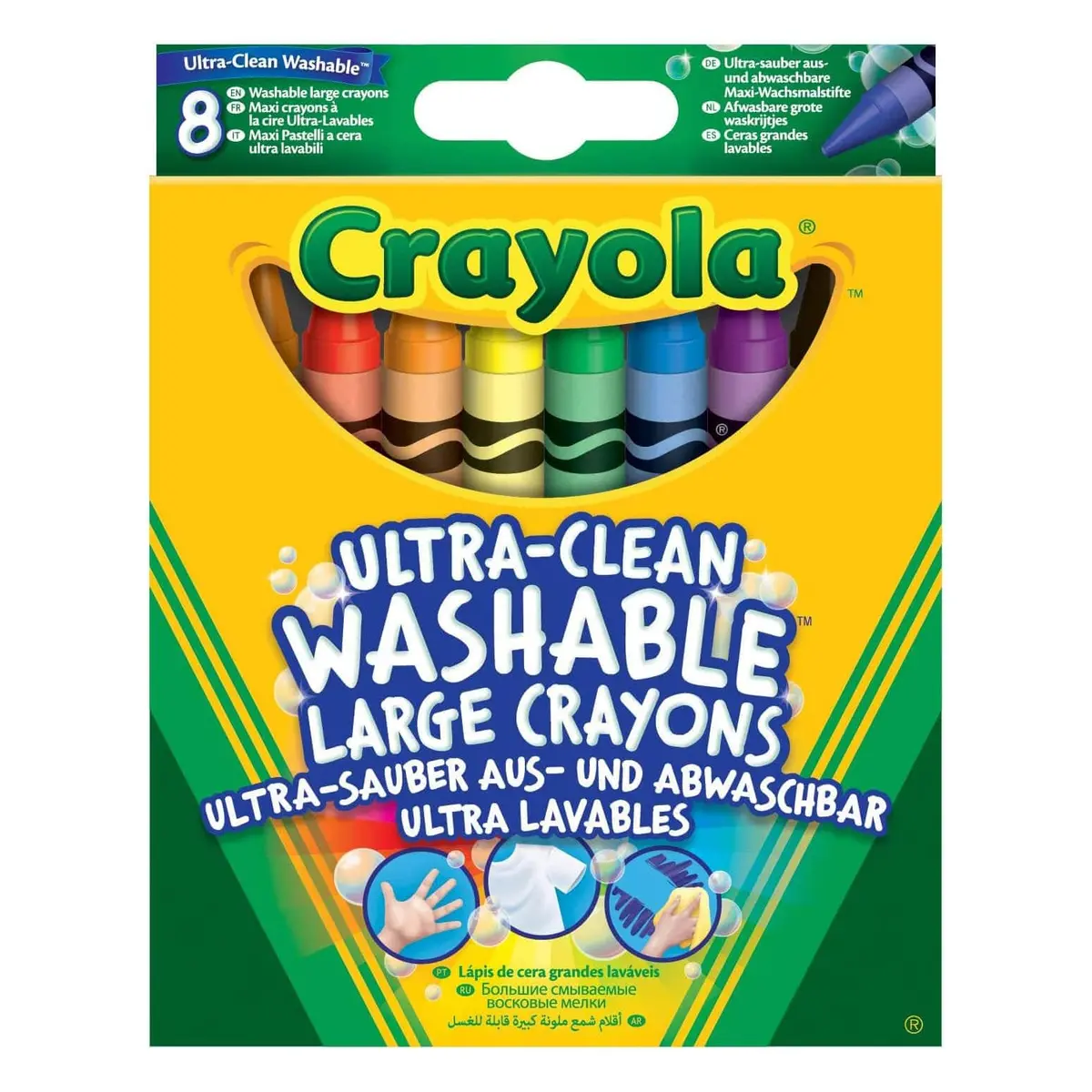 Crayola Pack Of 8 Ultra-Clean Washable Large Crayons Colouring 1