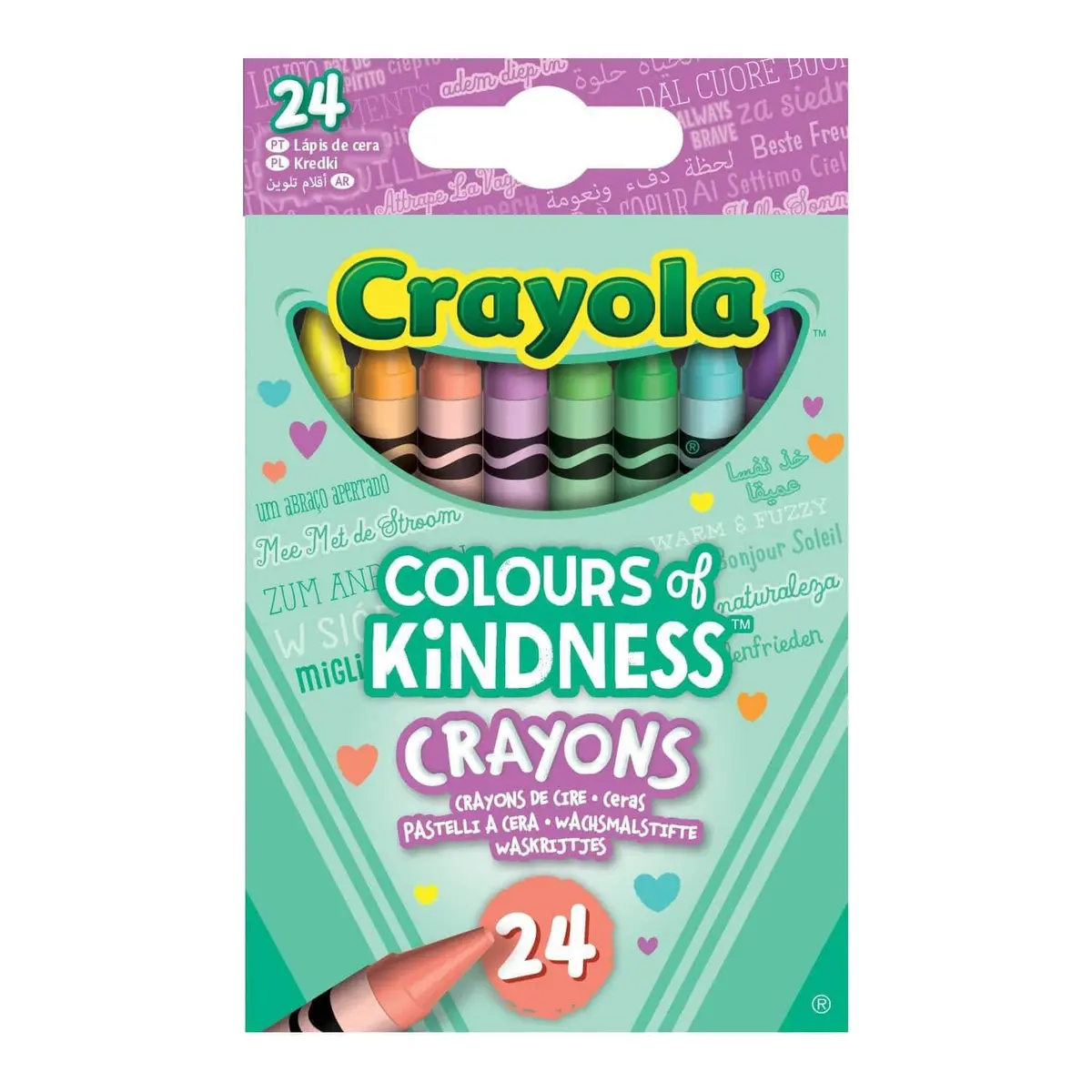 Crayola Pack Of 24 Colours Of Kindness Crayons Positive Words Art 1