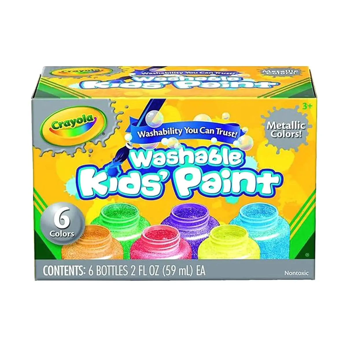 Crayola Pack Of 6 Metallic Washable Paint For Kids Art Crafts 1