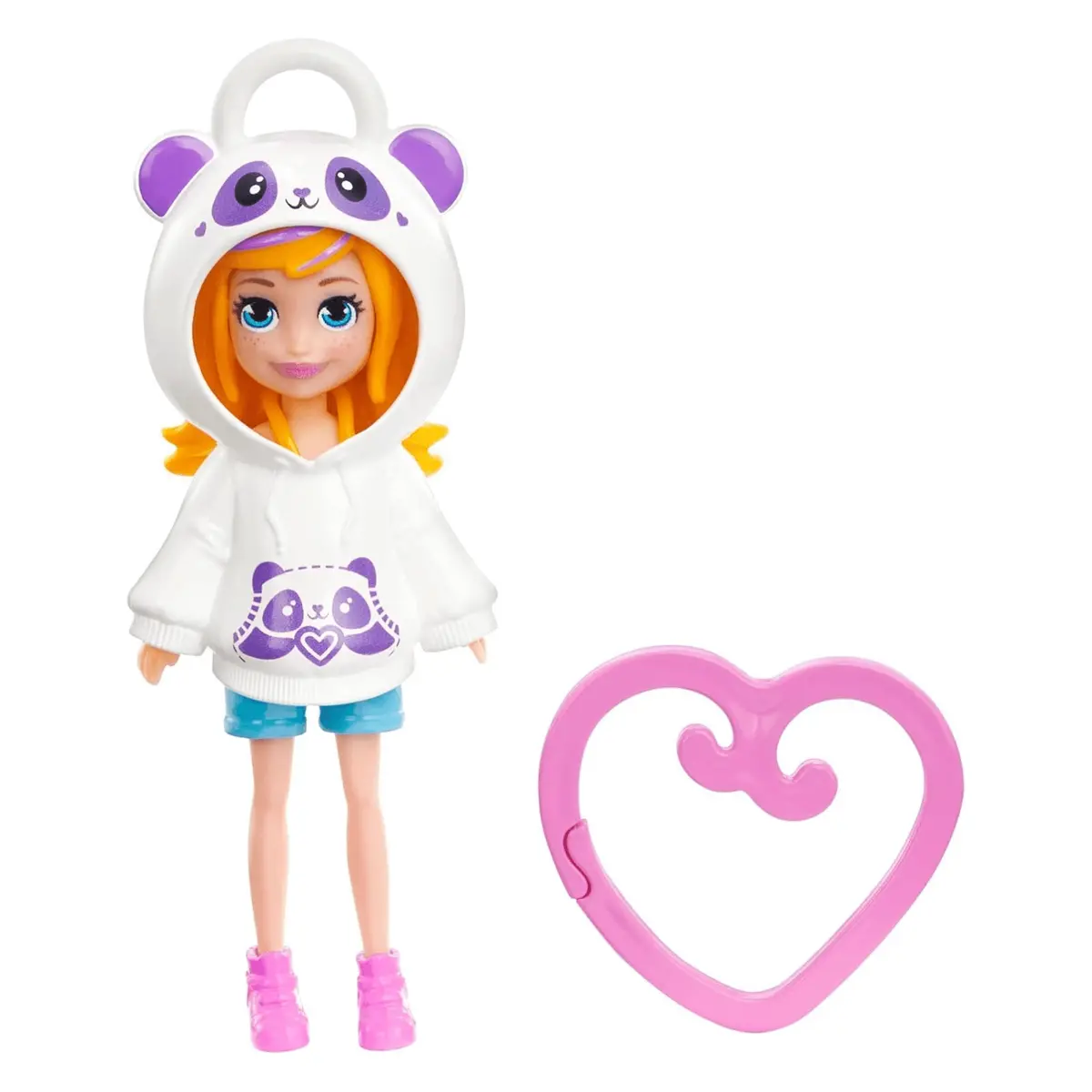 Polly Pocket Animal Hoodie Friends Dolls Clip On Heart Keyring 13Cm 1