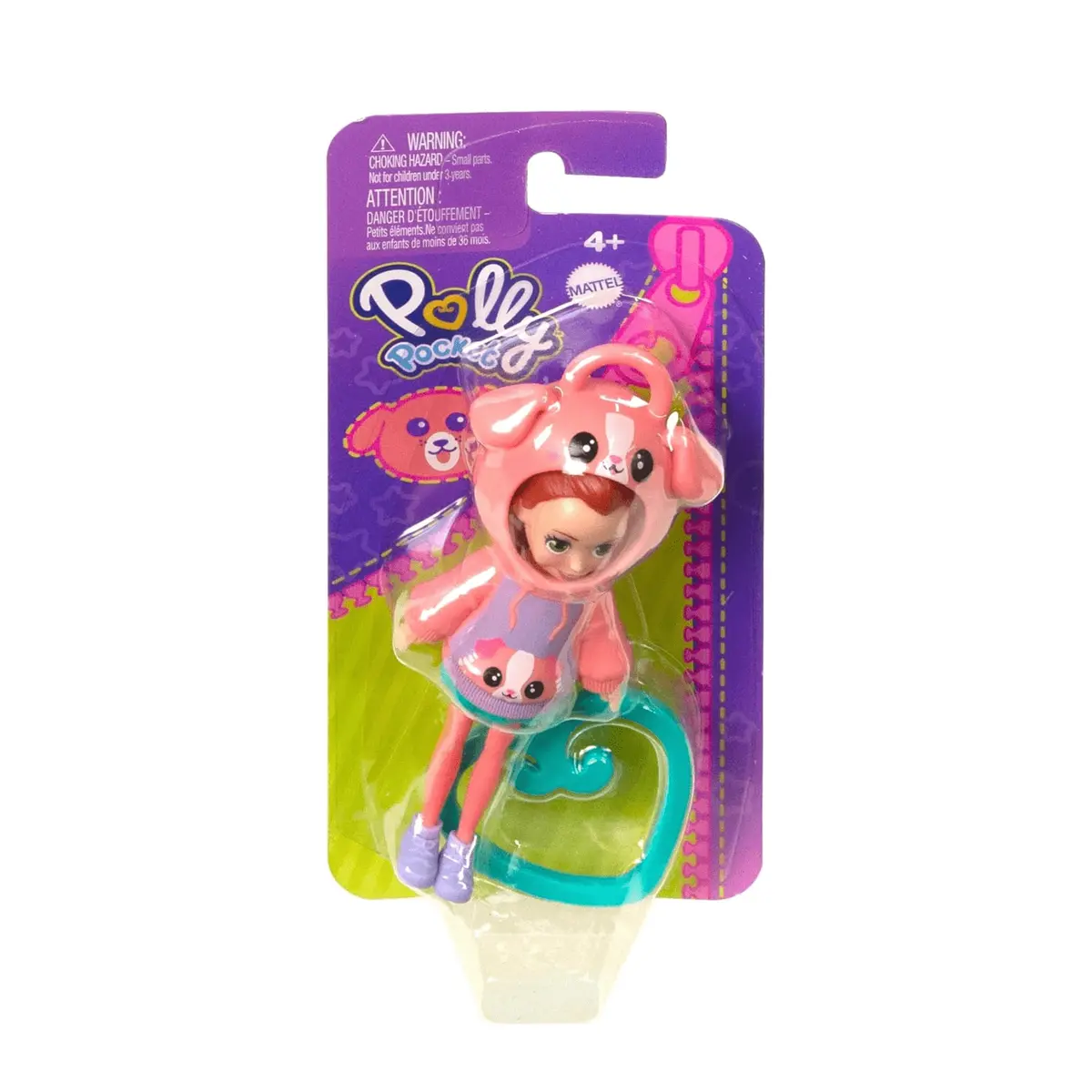Polly Pocket Animal Hoodie Friends Dolls Clip On Heart Keyring 13Cm 2