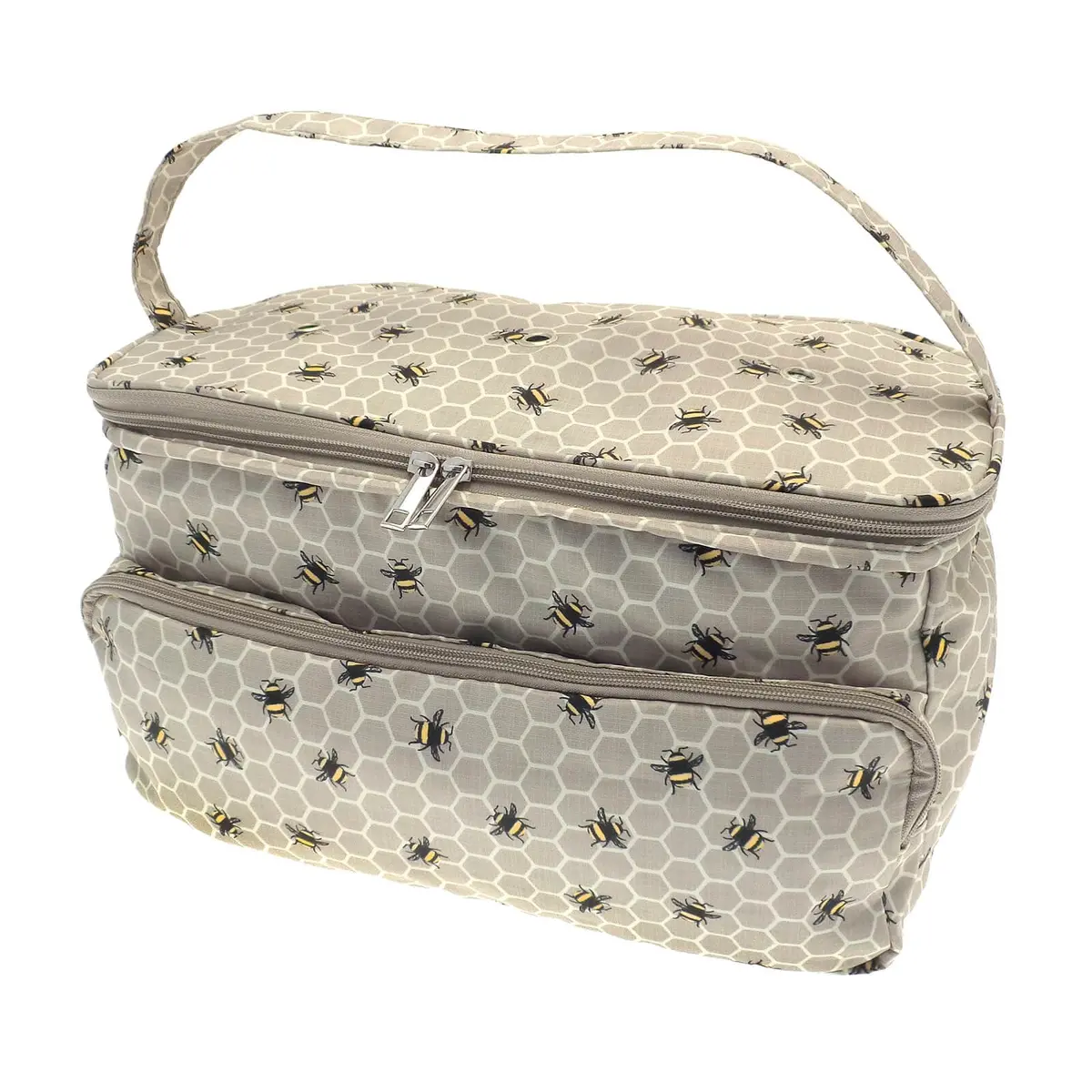 Honeycomb Bee Design Deluxe Knitting Bag Zip Front Pocket 1