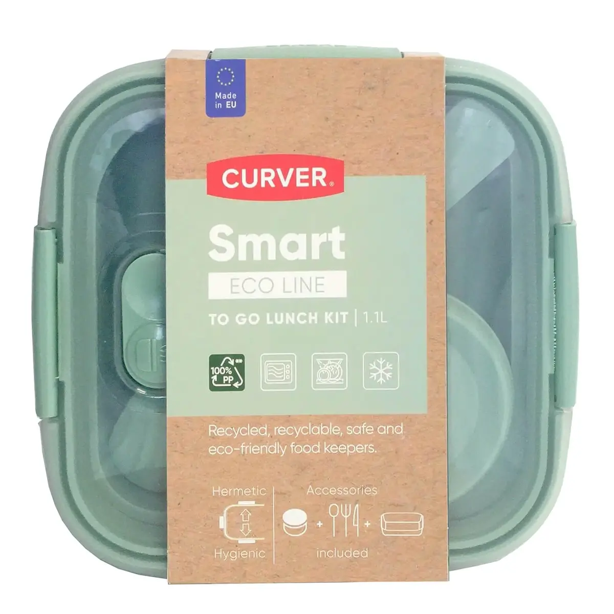 Curver Smart Eco Line To Go Lunch Kit With Accessories Square 1.1L 1