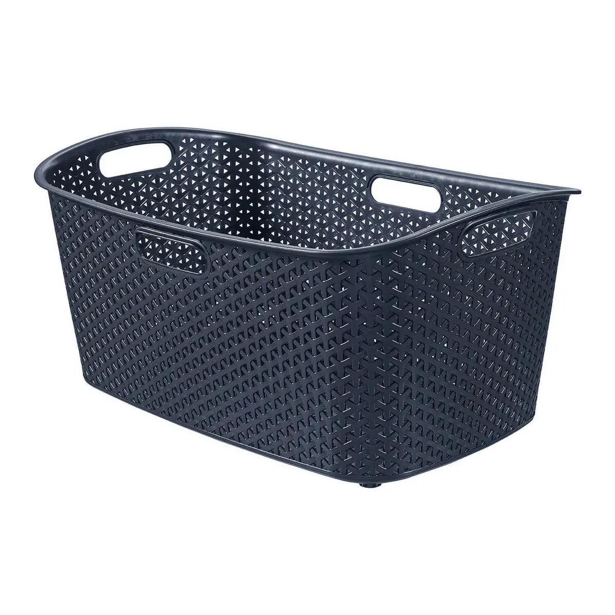 Curver My Style Rattan Effect Laundry Basket Recycled Plastic 47L 1