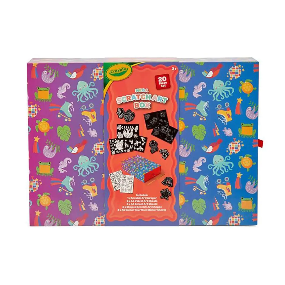 Crayola Mega Scratch Art Box Sticker Colouring 20 Piece Set 1
