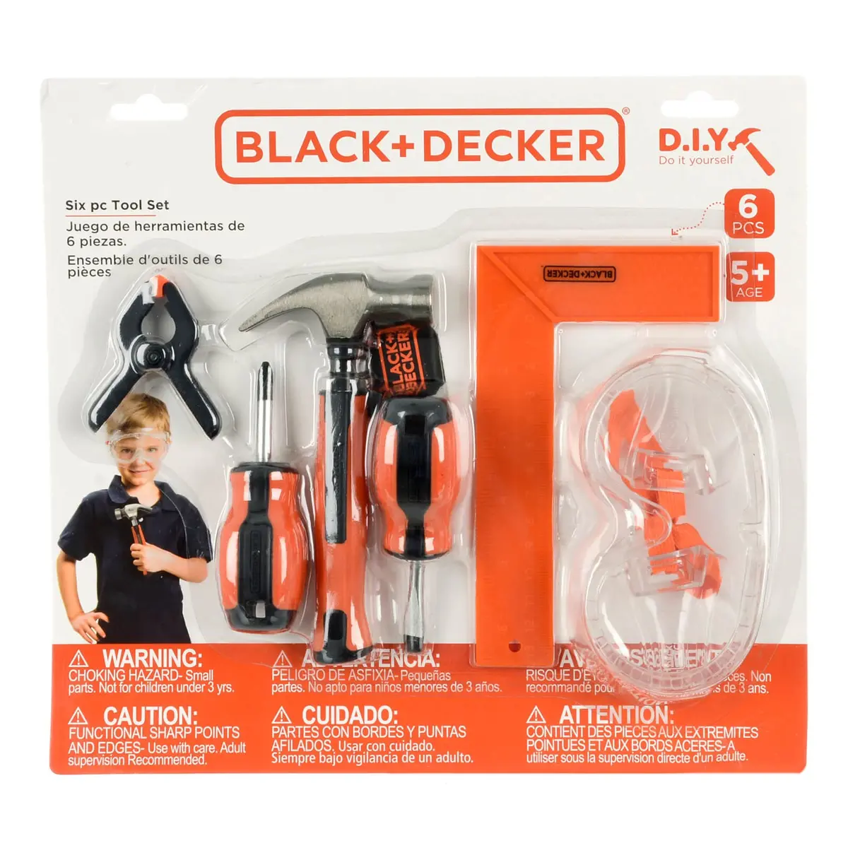 Black + Decker 6 Piece Kids Tool Set Childs Construction Diy Play 1