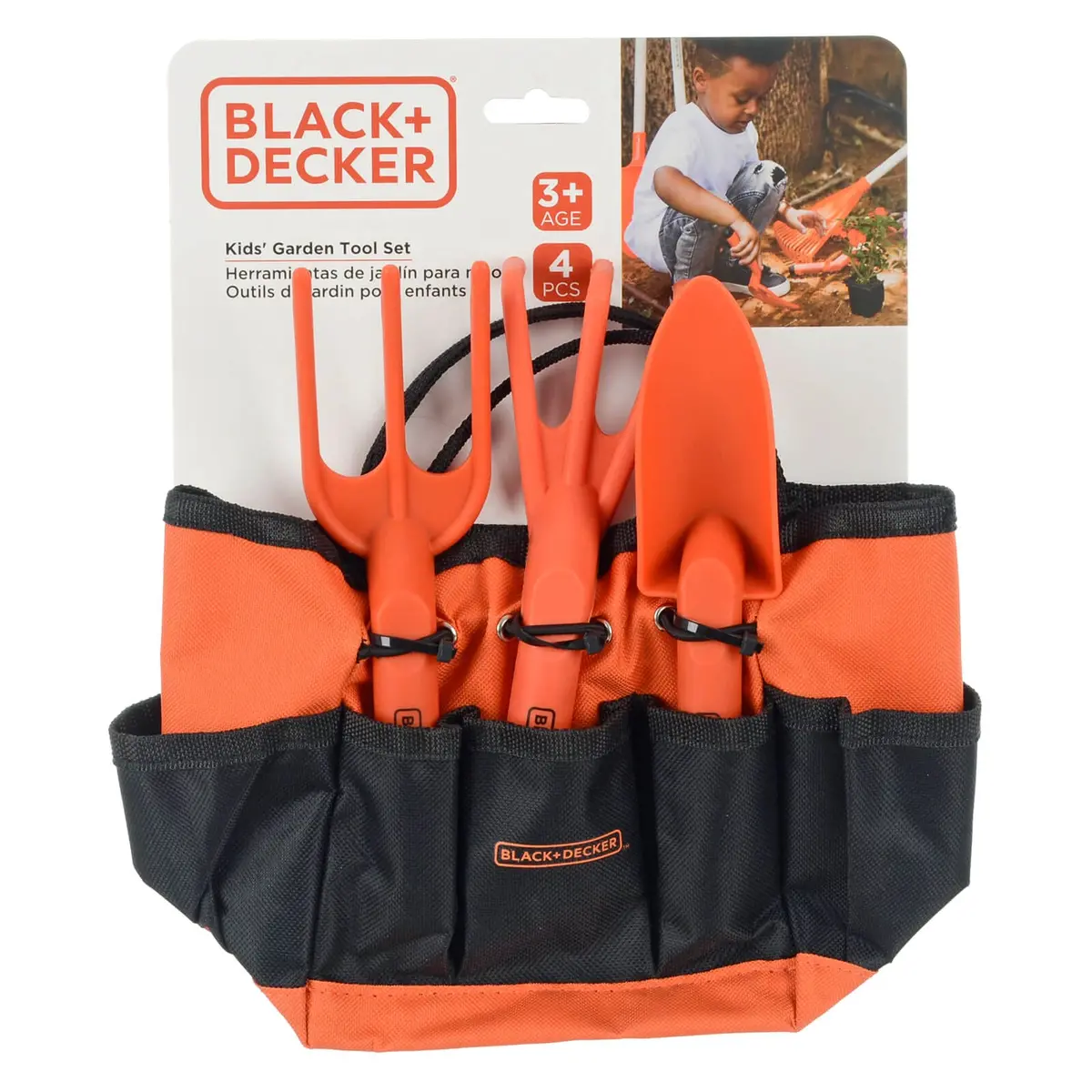 Black + Decker 4 Piece Kids Garden Hand Tools Storage Bag Set 1