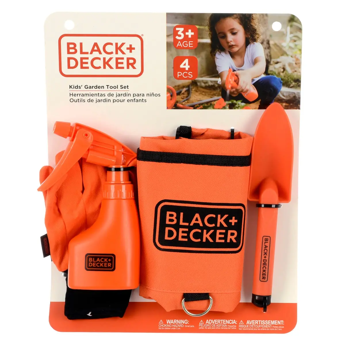 Black + Decker Kids Garden Tools Set Apron Gloves Trowel Spray 1