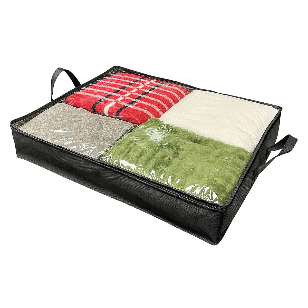 Storage Bag Reinforced Handles Clear Top Black Under Bed 74Cm 1