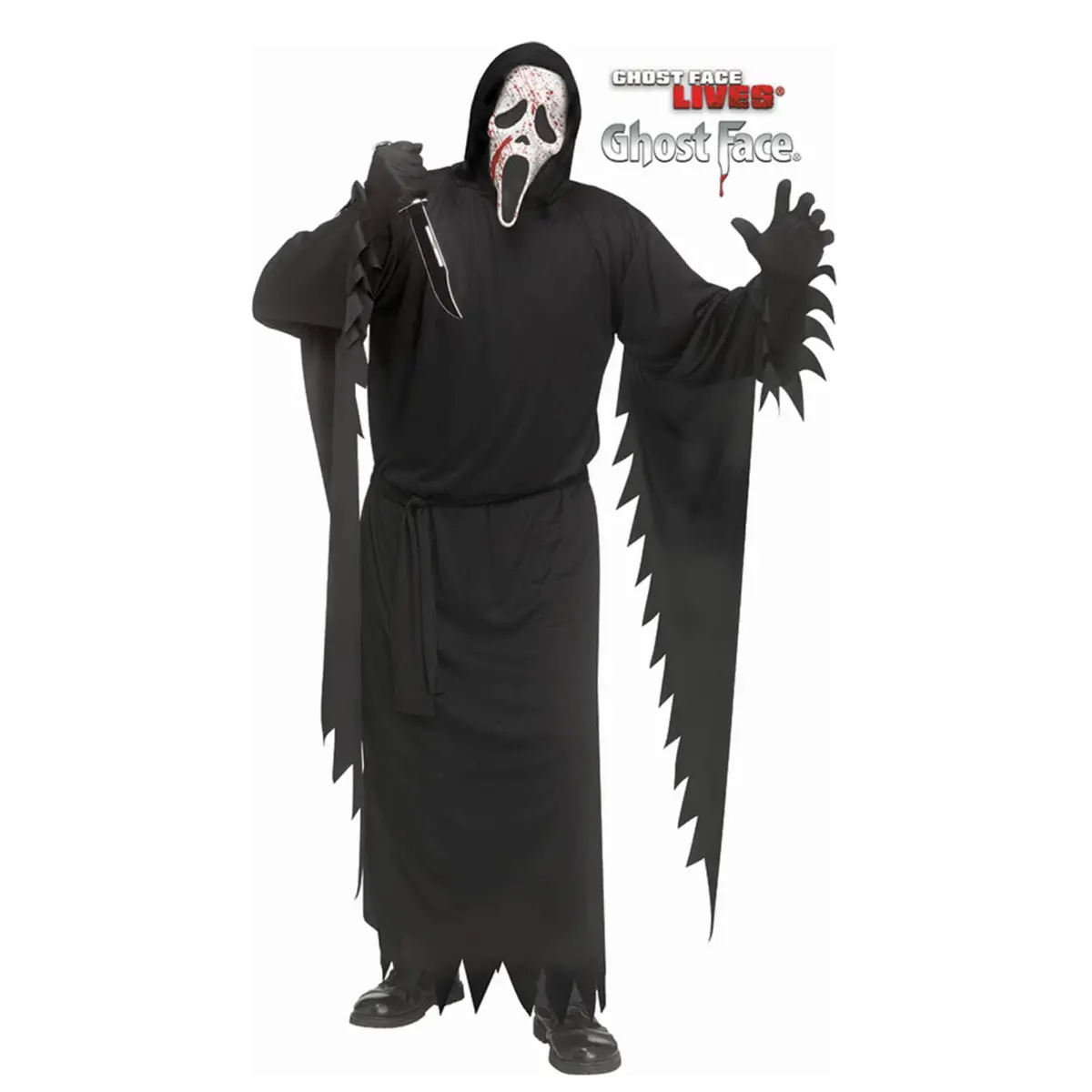 Adults Blood Splatter Ghost Face Costume Robe Mask Fancy Dress 1