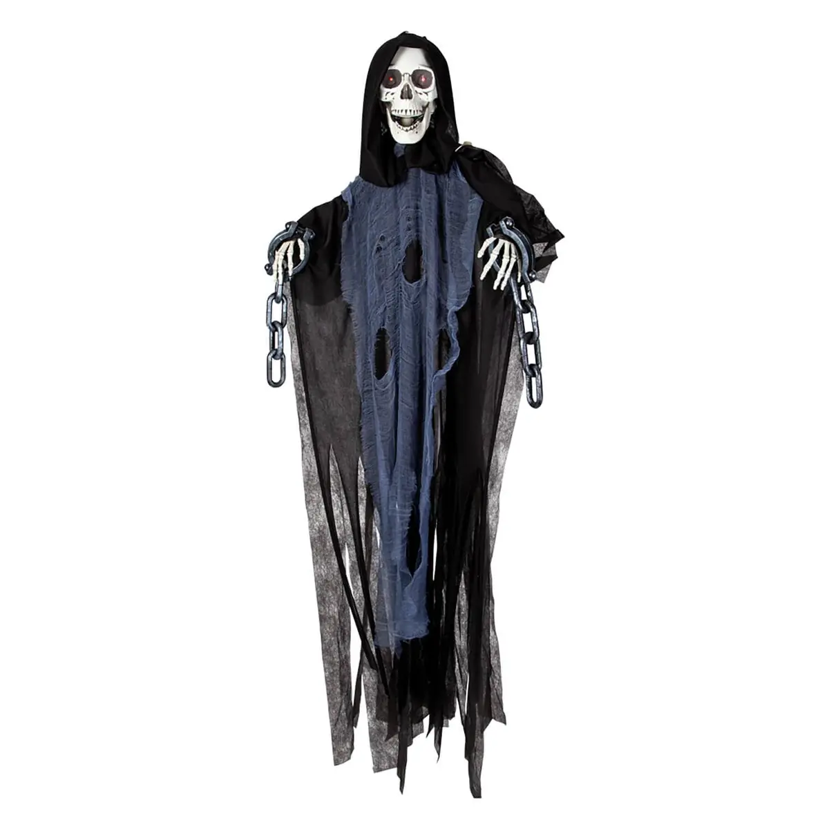 5Ft Animated Hanging Reaper In Chains Lights Sounds Decoration 1