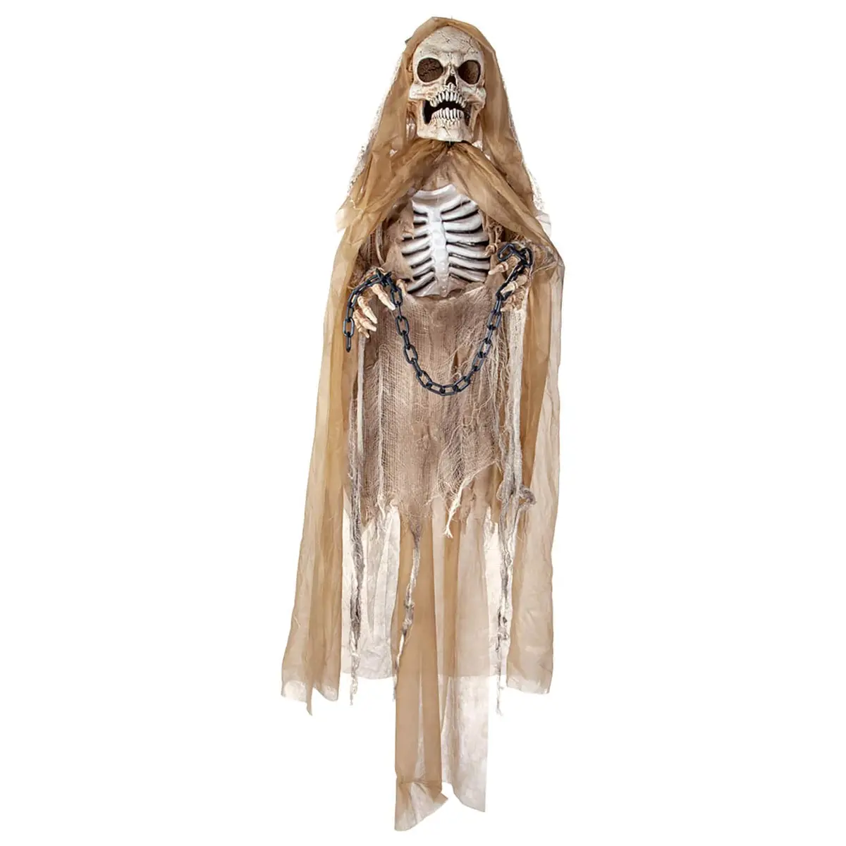 6Ft Animated Hanging Skeleton In Chains Lights Sounds Decoration 1