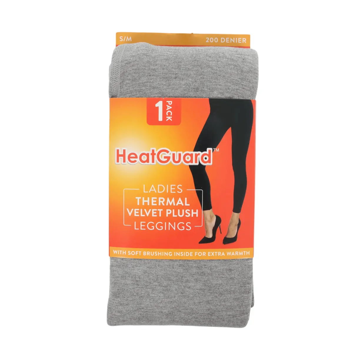 Womens Heatguard 200 Denier Thermal Velvet Plush Leggings Grey Marl 1