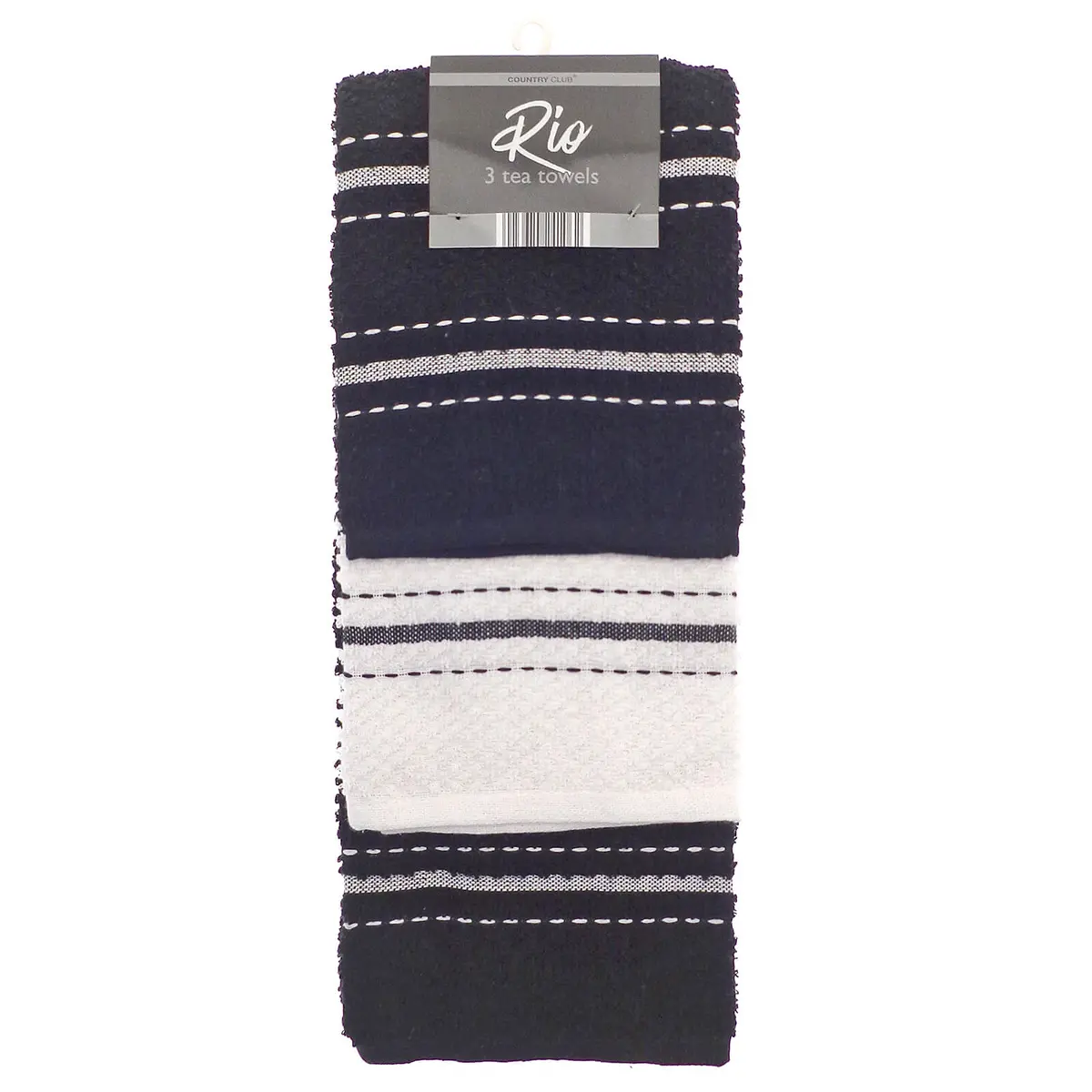 Pack Of 3 Rio Tea Towels Striped Pattern Kitchen Drying Cloths 1