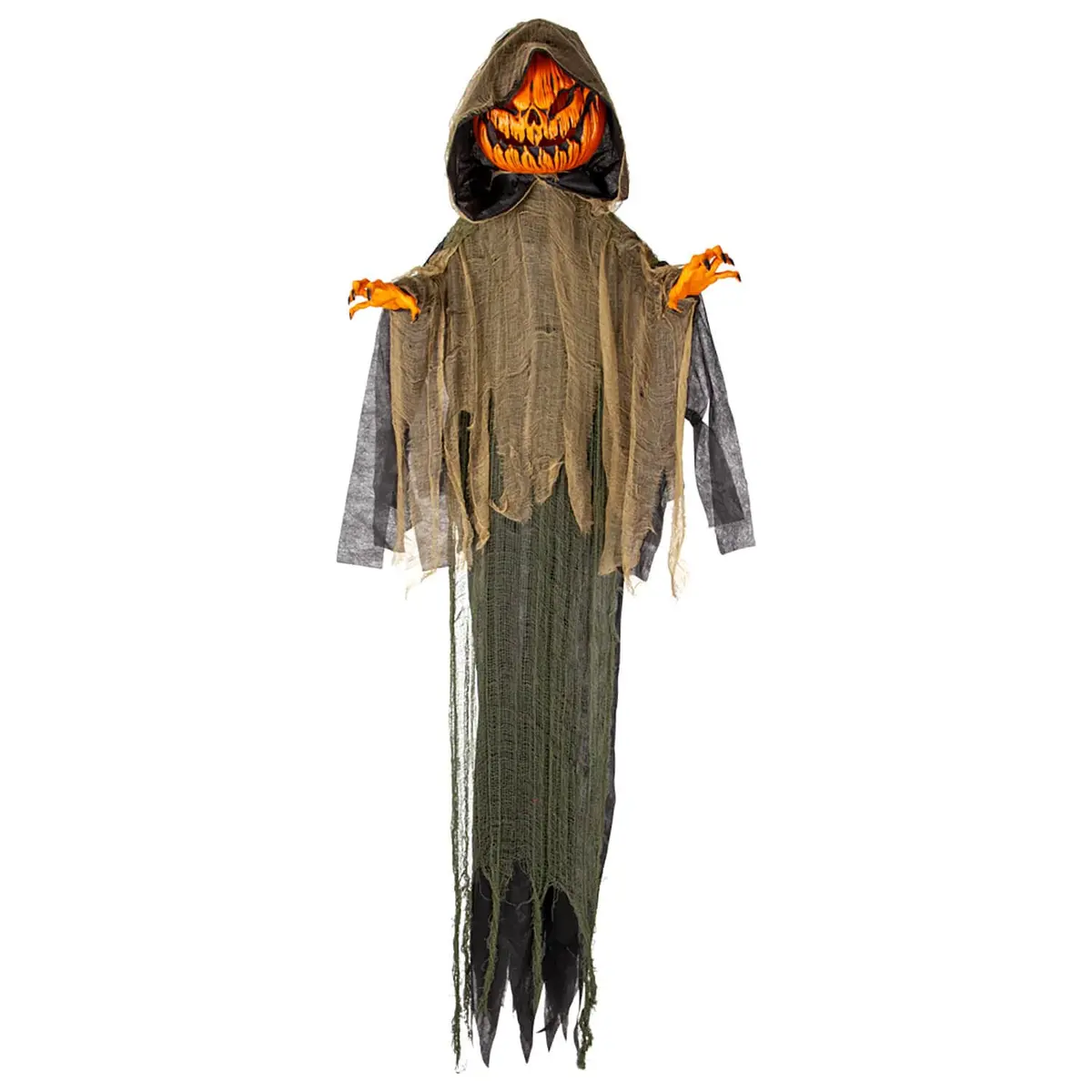 7Ft Hanging Scary Pumpkin Man Lights Sounds Halloween Decoration 1