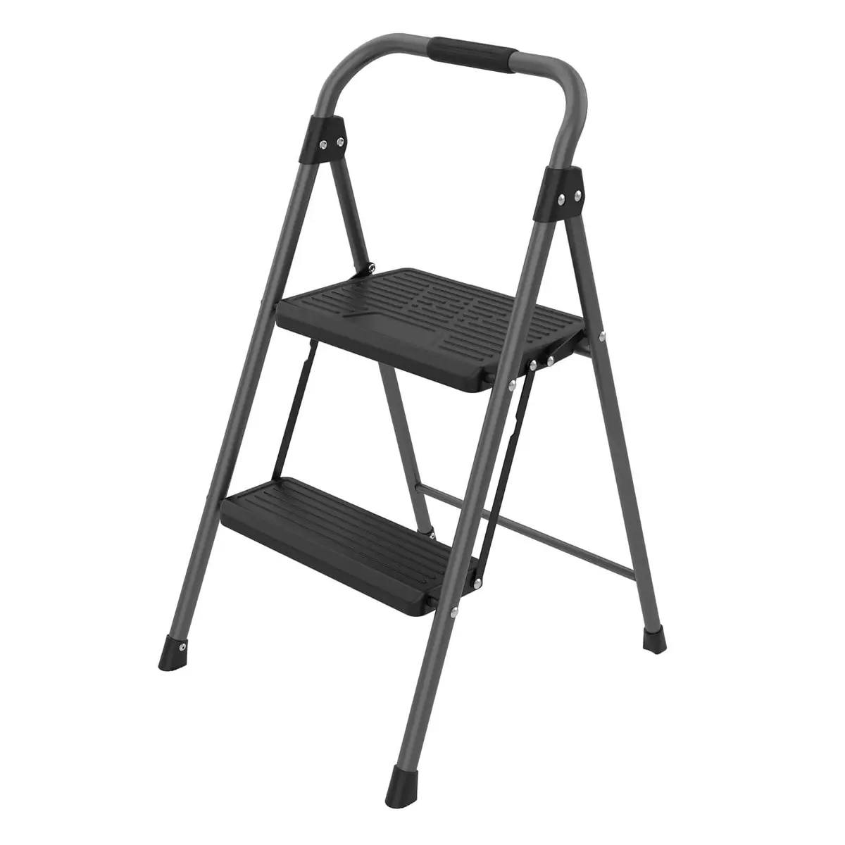 Folding Steel Step Ladder With Handrail Sturdy Compact Home Office 1