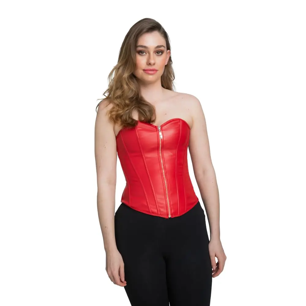 Womens Faux Leather Corset Burlesque Retro Punk Cosplay Fancy Dress 1