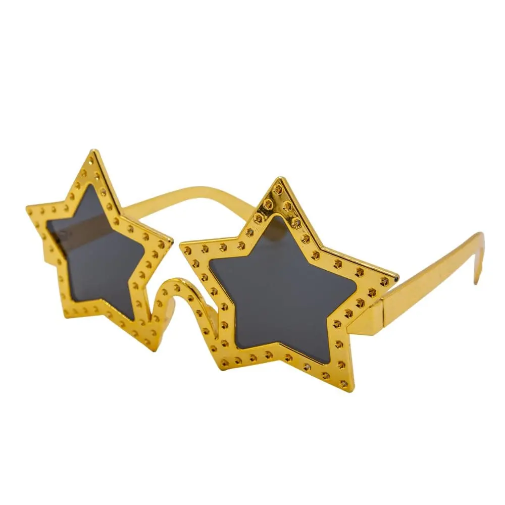 Adults Gold Star Shades Sunglasses Diamante Pop Disco Fancy Dress 2