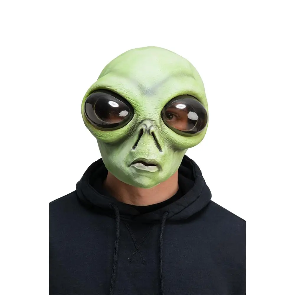 Green Alien Mask Bug Eyes Full Head Latex Et Sci Fi Fancy Dress 1