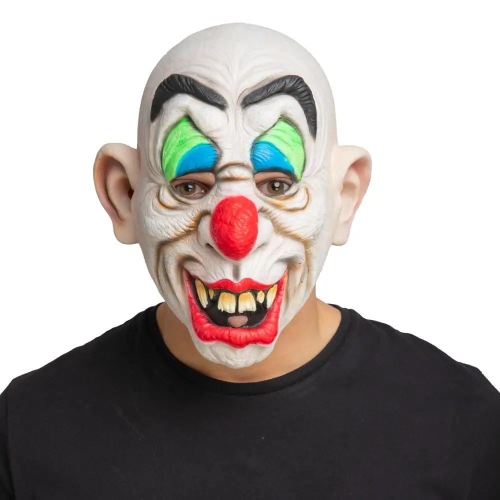 Adults Goofy Clown Latex Mask Full Head Bright Colours Halloween 1