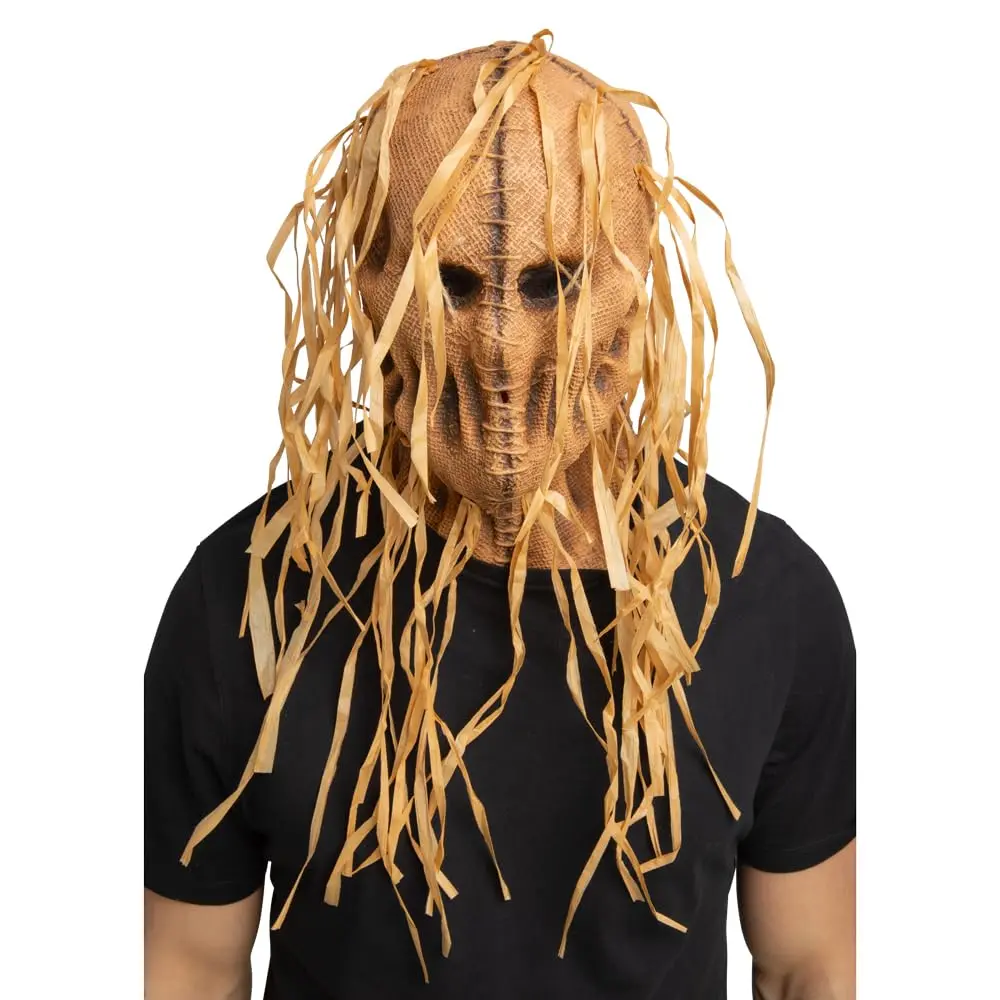 Scarecrow Latex Mask Full Head Neck Cover Raffia Hair Halloween 1