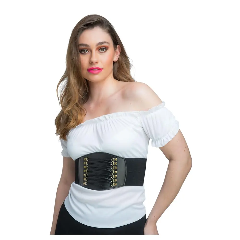 Pirate Costume Corset Belt Black Steampunk Goth Fancy Dress 1
